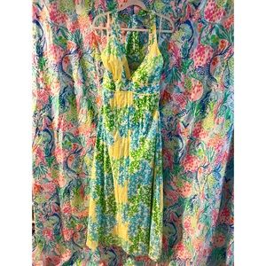 Lilly Pulitzer OK Coral Maxi Halter Dress Size 8